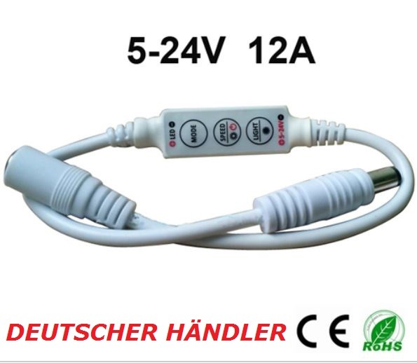 Mini Dimmer Controller Regler für LED Strip LED Streifen 5 - 24V bis 12A